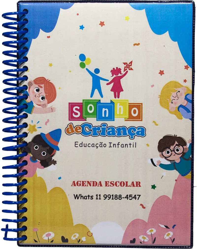 Agenda Escolar Maternal 2026 - Miolo Padrão em 1 Cor (Preto)